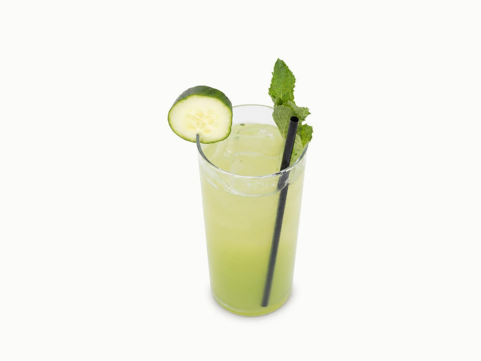 Cucumber Press Mocktail — cucumber and ginger juice, lime, club soda