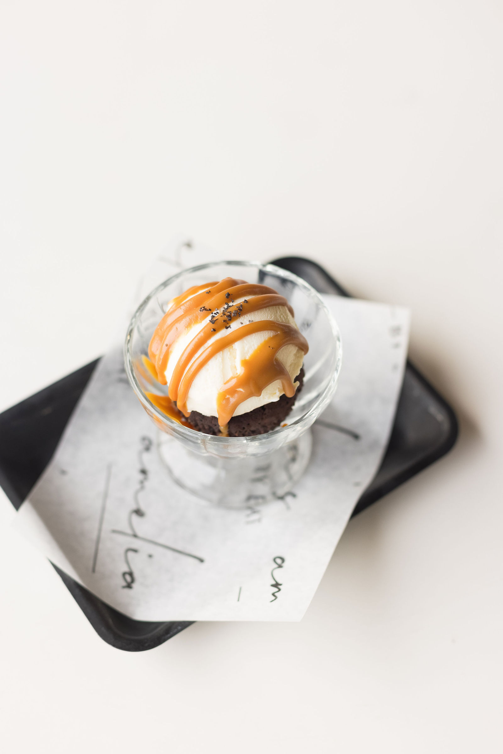 Ice Cream Sundae — Flourless chocolate cake, Sweet Republic vanilla bean ice cream, salted caramel