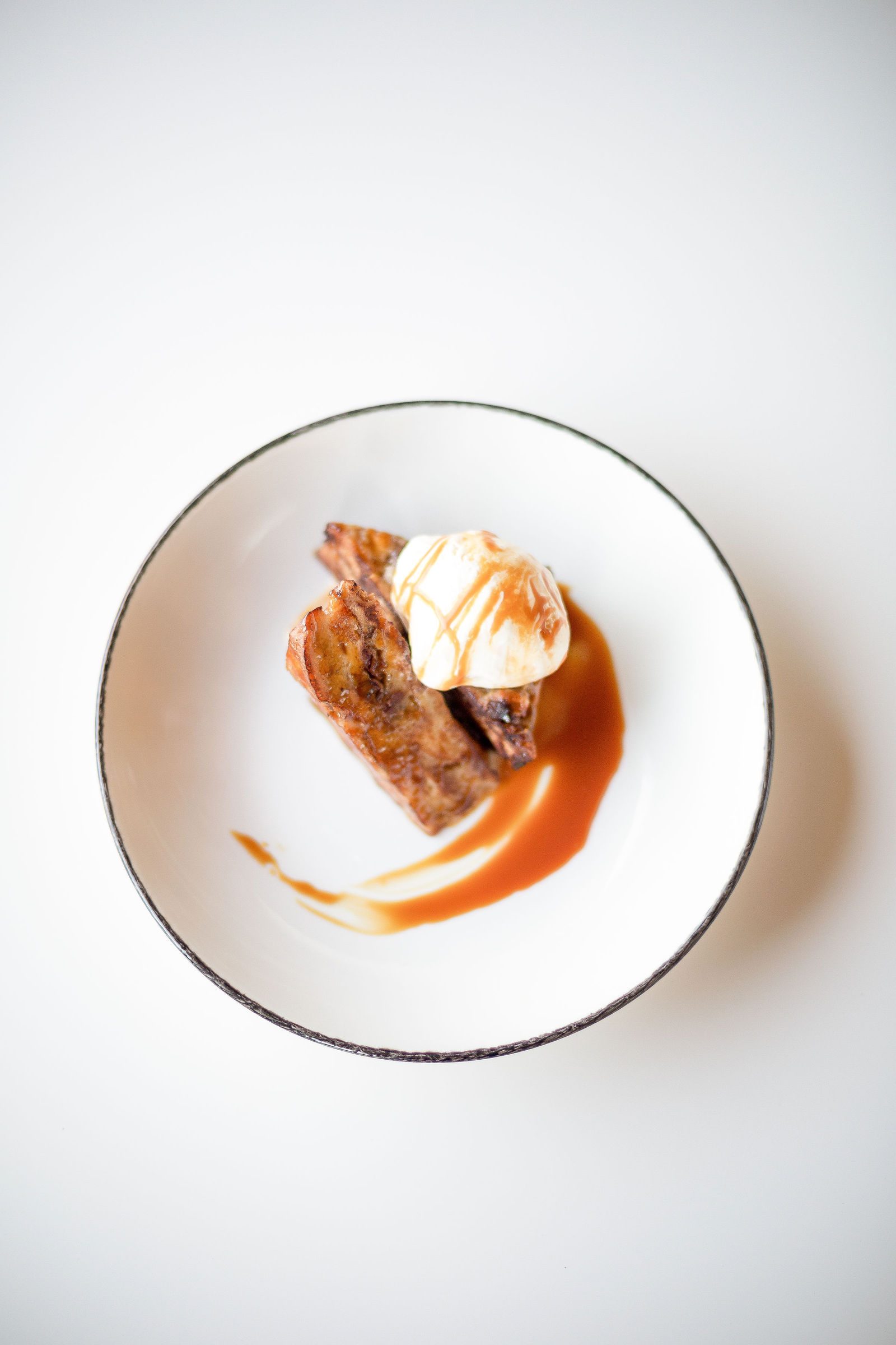 Salted Caramel Bread Pudding — orange cardamom brioche, medjool dates, sweet republic vanilla bean ice cream